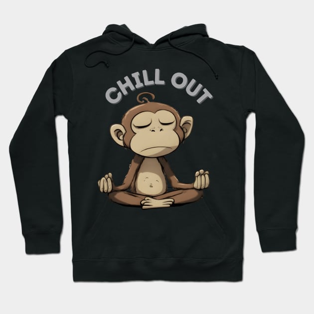 Chill Out Meditation Monkey Hoodie by Lazy Essentials